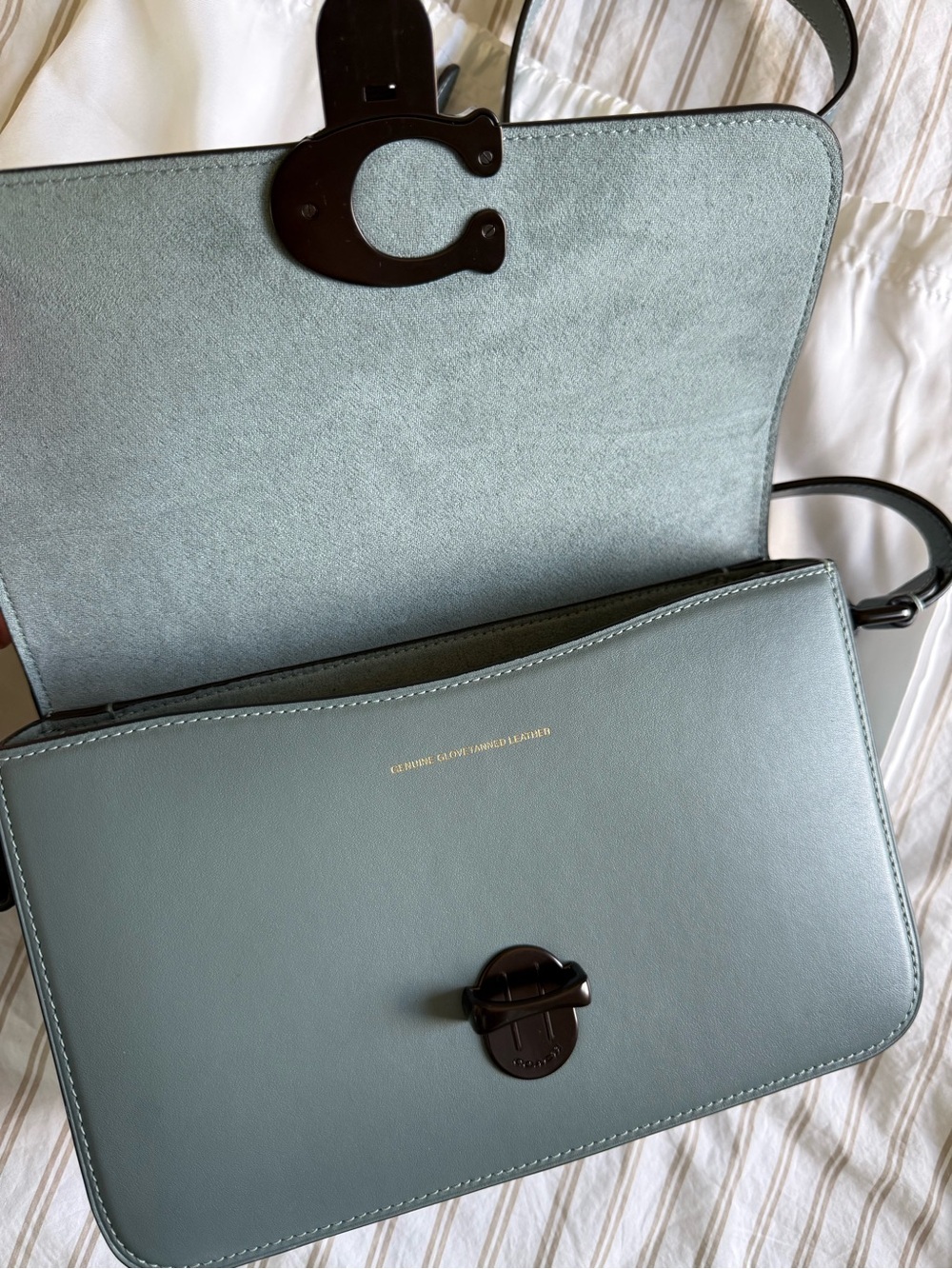 Coach Leather Crossbody Bag in slate blue with Dark Hardware - Picture 2 of 7